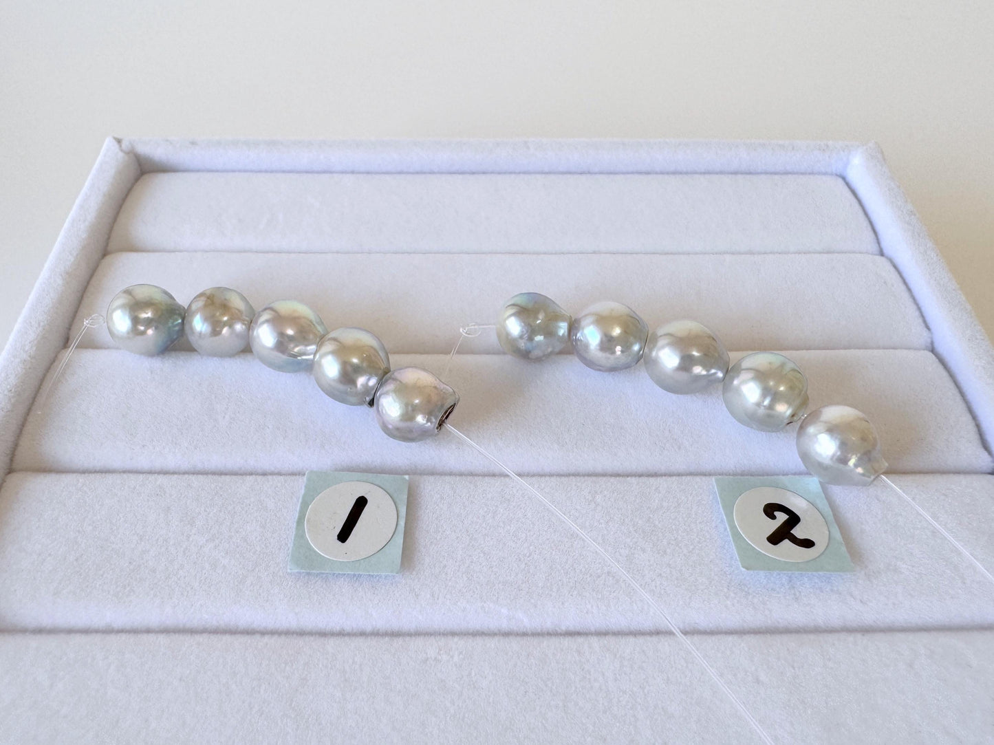 Japanese Natural blue/silver color Akoya Pearl Beads, 7-7.5mm, Mini Strand, Short Strand of 5 Pieces, Cultured in Sea Water