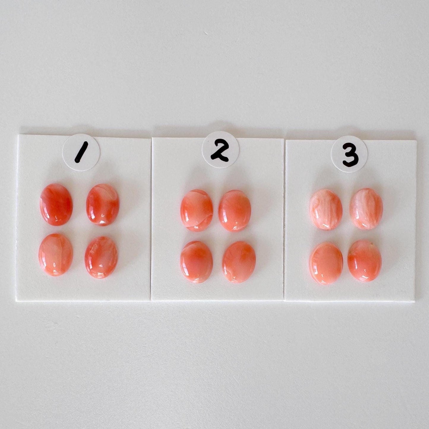 Deep Sea Coral Cabochons: Natural Orange/Pink Oval Gemstones, 9x7mm (4 pcs), Value Priced for Reason