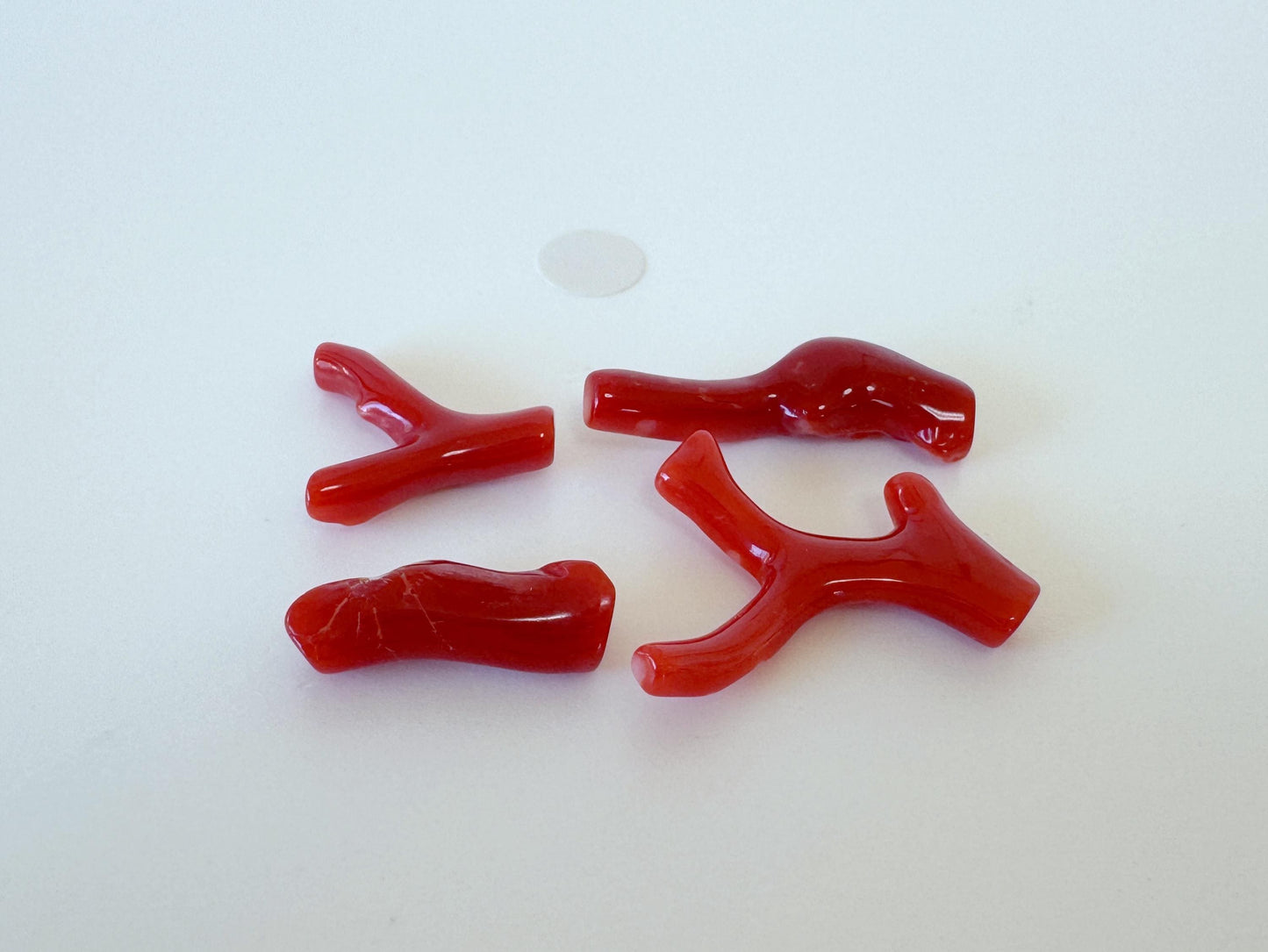 Red Coral Branch Set: Natural Aka Coral for Jewelry Making (16-24mm), Hole on Top (4 Pcs)