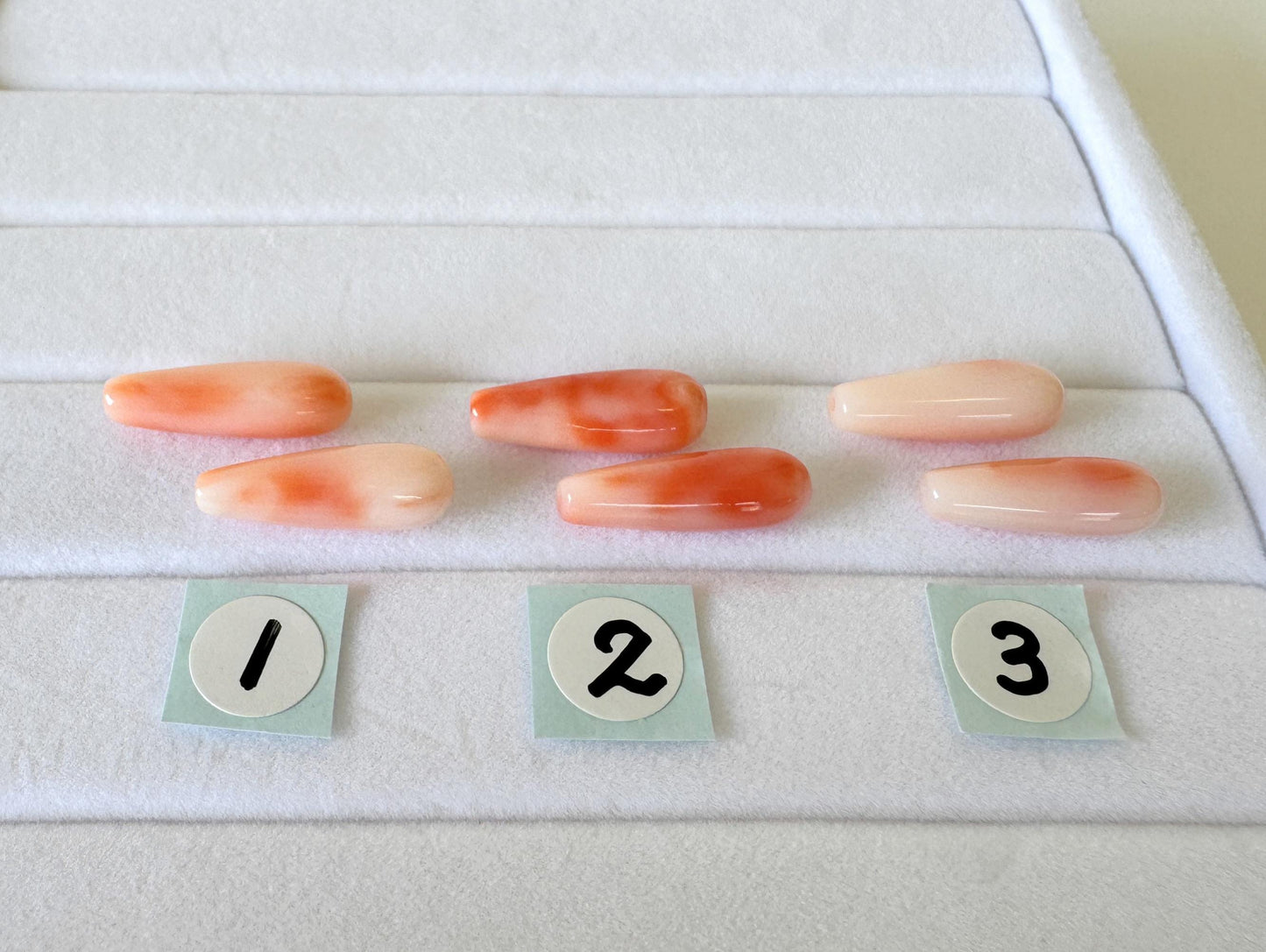 Deep Sea Coral Drop Loose Natural Gemstones, Pink Orange Teardrop (14.5-16mm, Drilled Hole, Pair for Earrings)