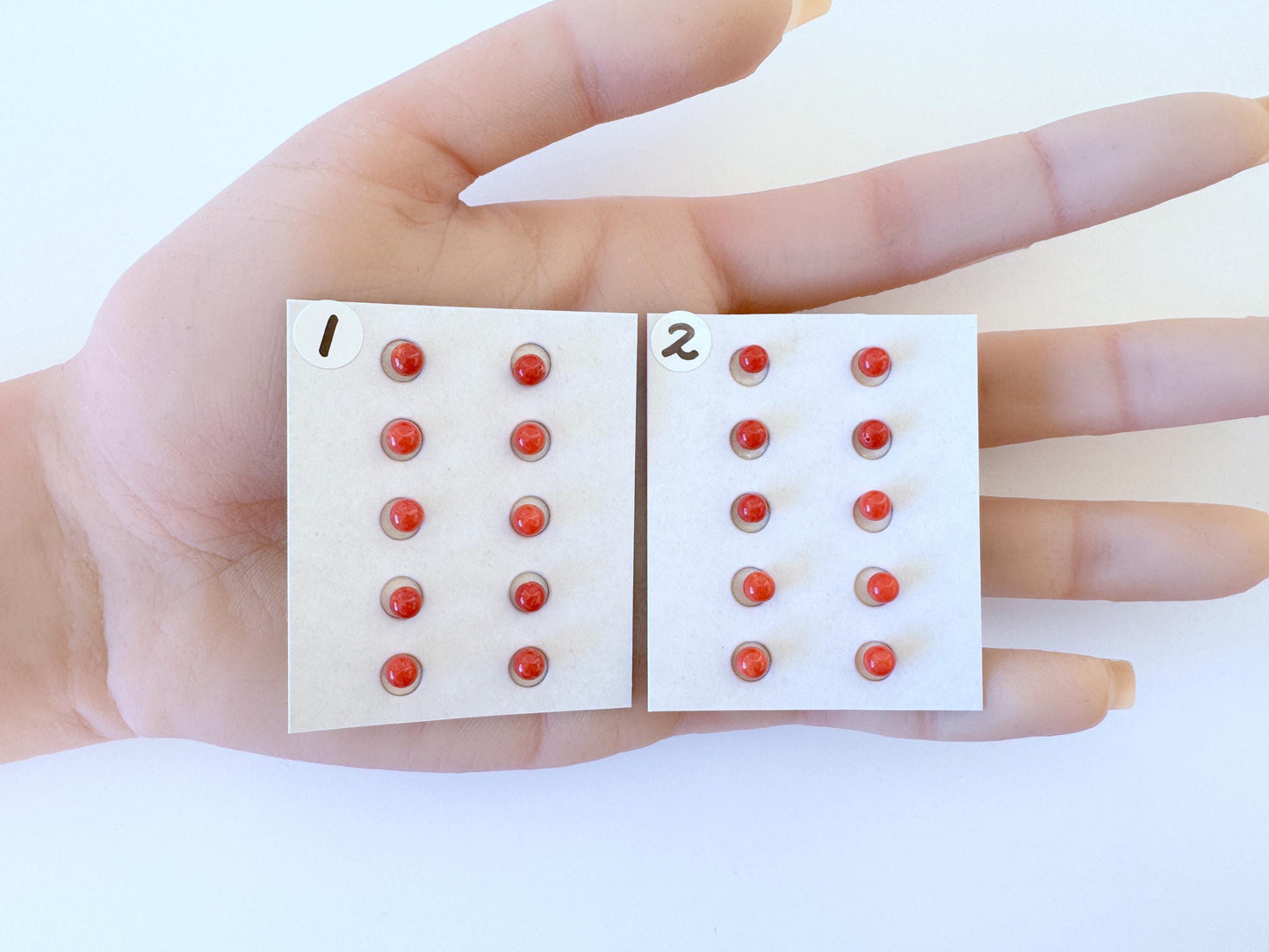 Mediterranean Red Coral Beads, Round Loose 10 Pcs Set (3.7-4mm, Half-Drilled)