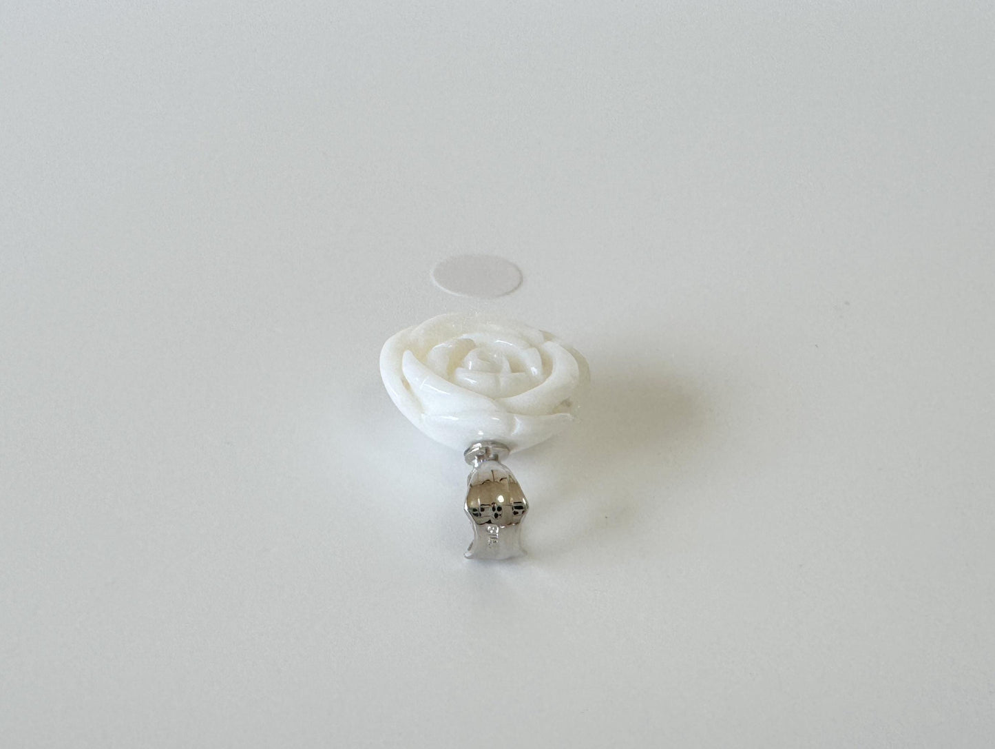 Natural White Coral Rose Pendant, 15x15mm Rose, Natural White Color Coral, Silver (rhodium plated) Bail, Genuine Precious Coral Pendant