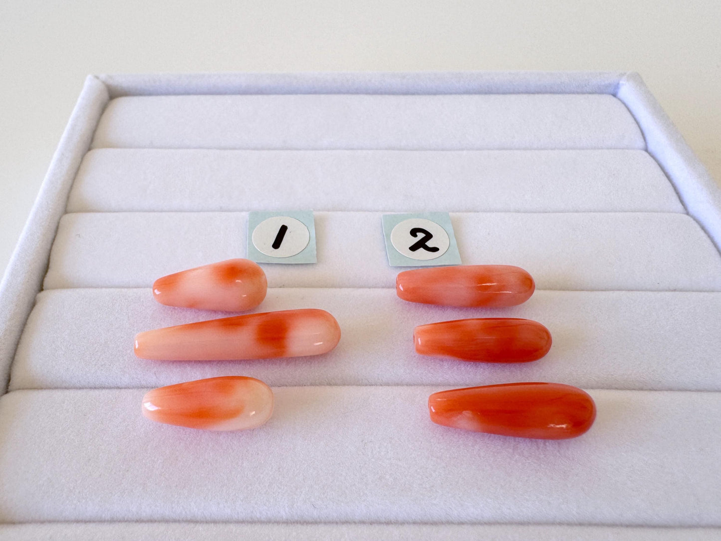 Natural Deep Sea Coral Drop Loose, Pink Orange, Jewelry Making, 3 Pcs set, Hole on Top