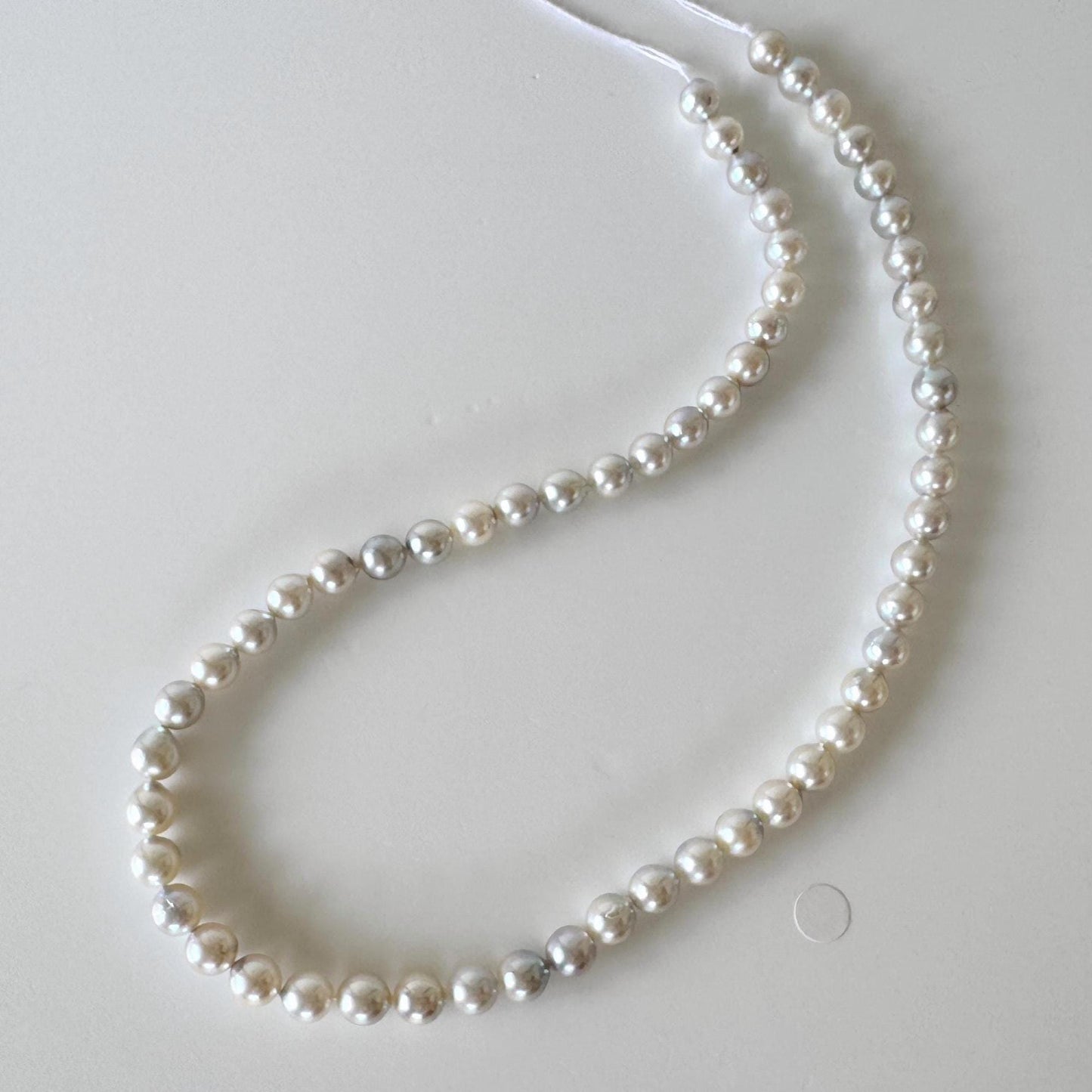 Japanese Akoya Pearl Beads - Natural Blue Silver Cultured Pearls - Full Strand 40cm, 6.5-7mm, Saltwater Jewelry Supplies