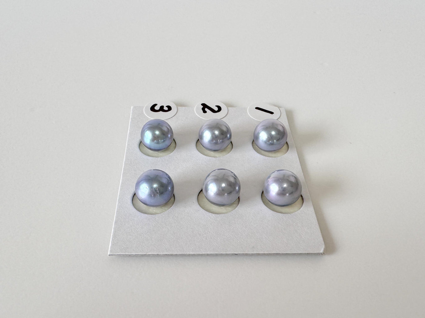 Japanese Blue/Silver (Treated) Akoya Pearl 7-7.5mm, Half-Drilled loose, Price per pair, Salt water pearl