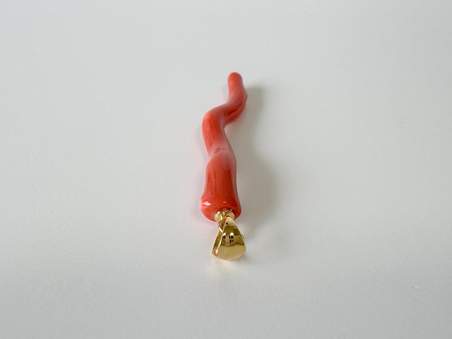 Natural  Momo coral branch pendant, 46mm, Natural Japanese Orange color coral branch pendant, Silver (Gold-Plated) bail