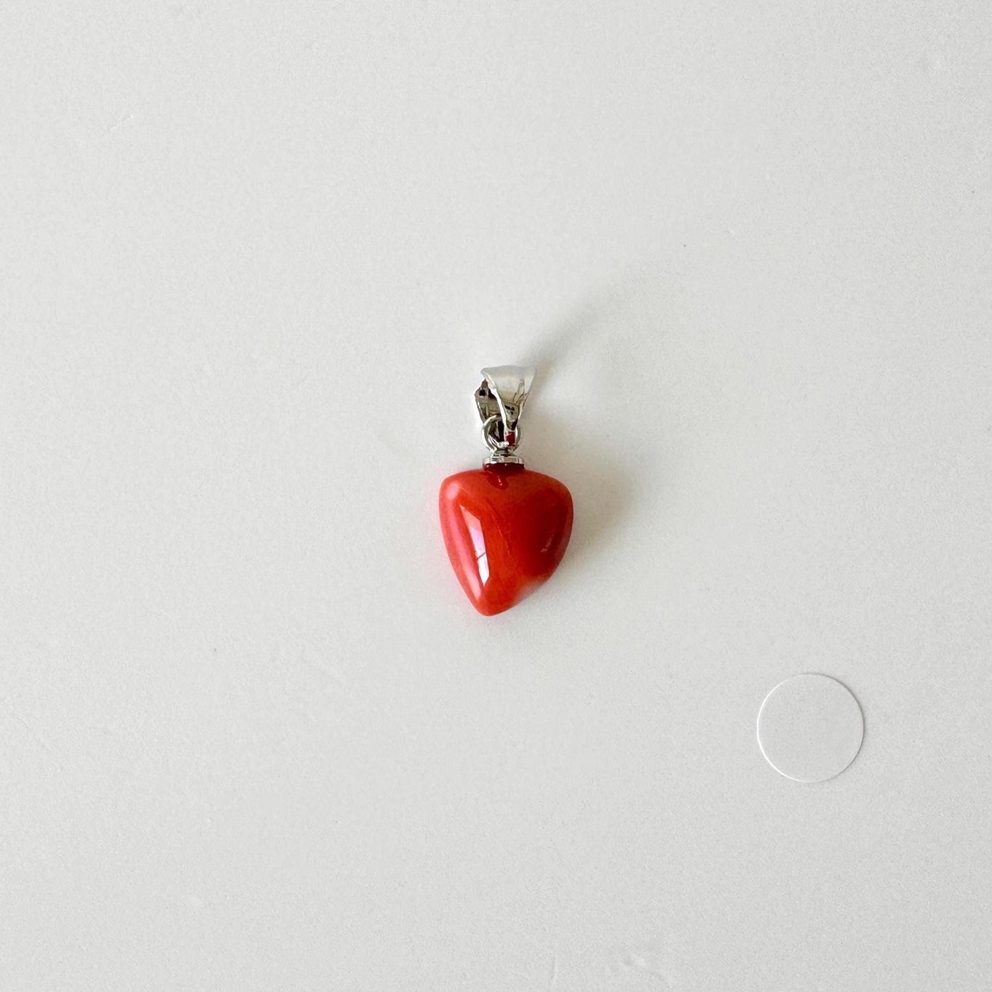Orange Momo Coral Pendant - Natural Unique Shape Coral Jewelry - Silver Bail (Rhodium-Plated), Genuine Material, 11x9.7mm