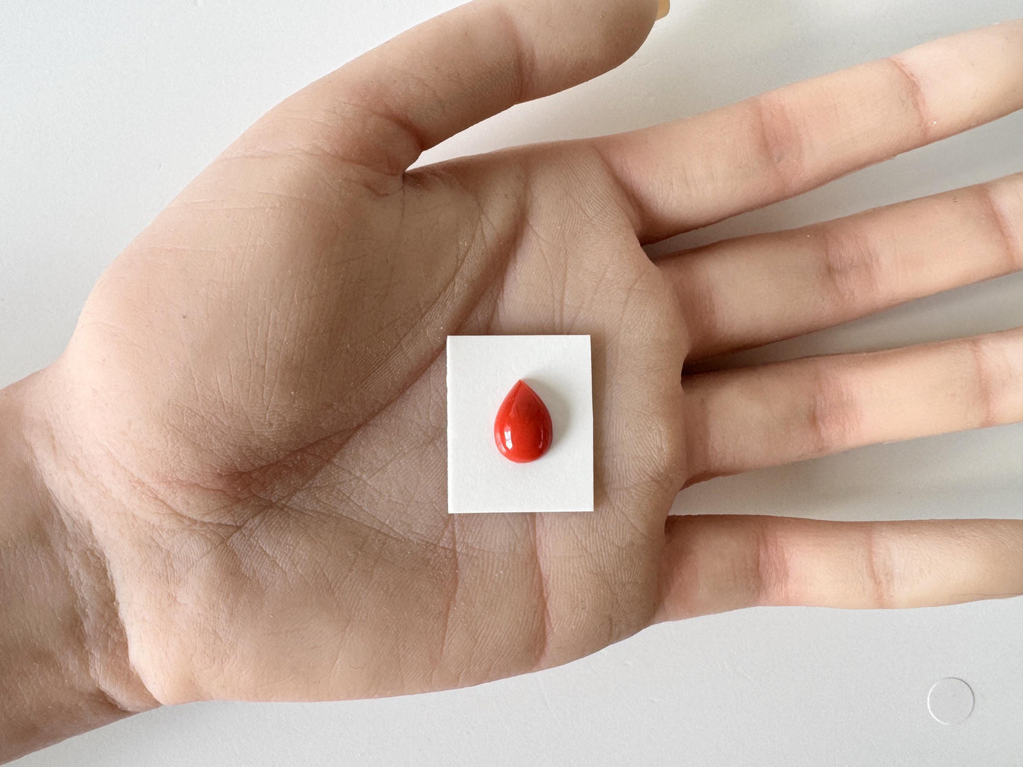 Japanese Red Coral Cabochon | Pear Shape Gemstone | Natural Loose Aka Coral, 11.8X8.3Mm, Drilled Back