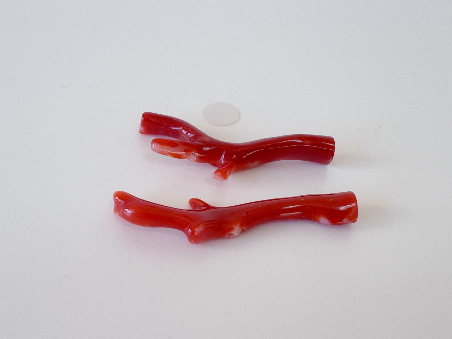 Red Coral Branch Set: Natural Aka Coral for Jewelry Making (35-40mm), Hole on Top