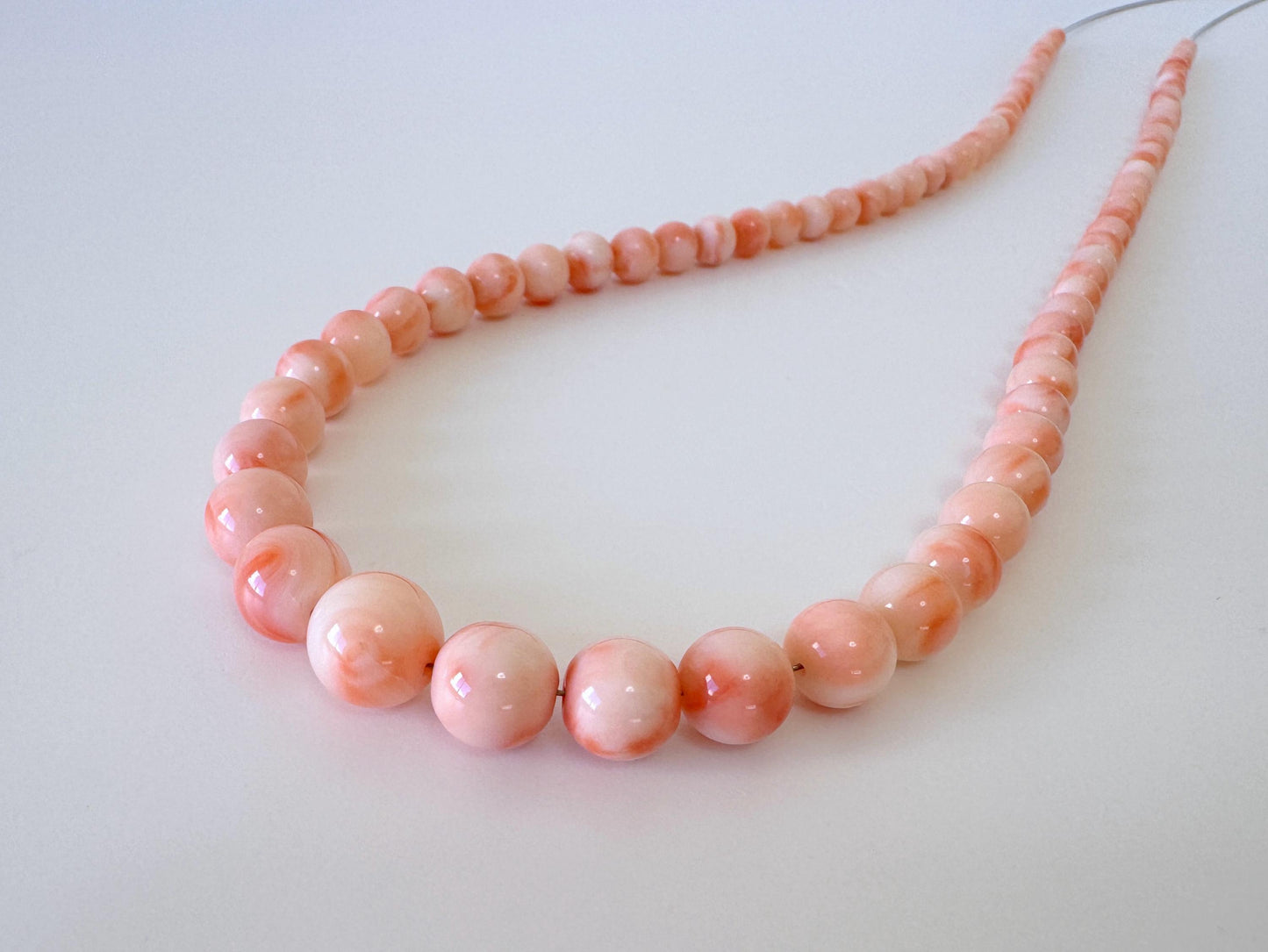 Natural Coral Beads – Deep Sea Coral Bead Strand, Pink Orange, 3.8-9.5mm Round, 42cm Jewelry Supplies