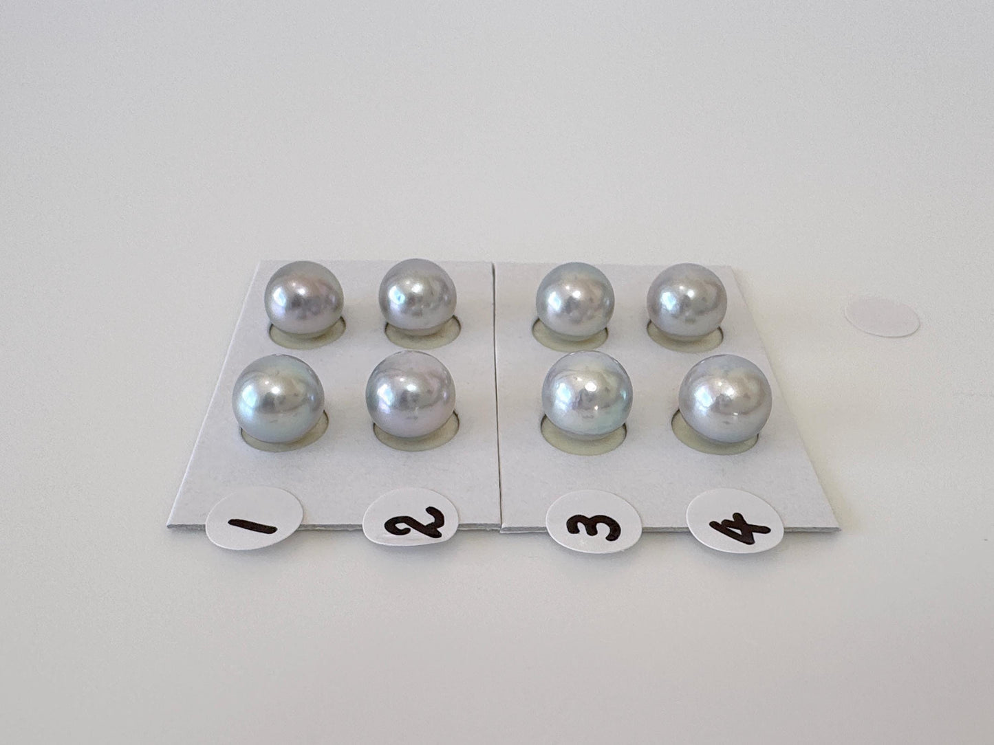 Natural Japanese Akoya pearl 8-8.5mm, Natural Blue/Silver Color, Half-Drilled Round loose, Price per pair, Salt water pearl