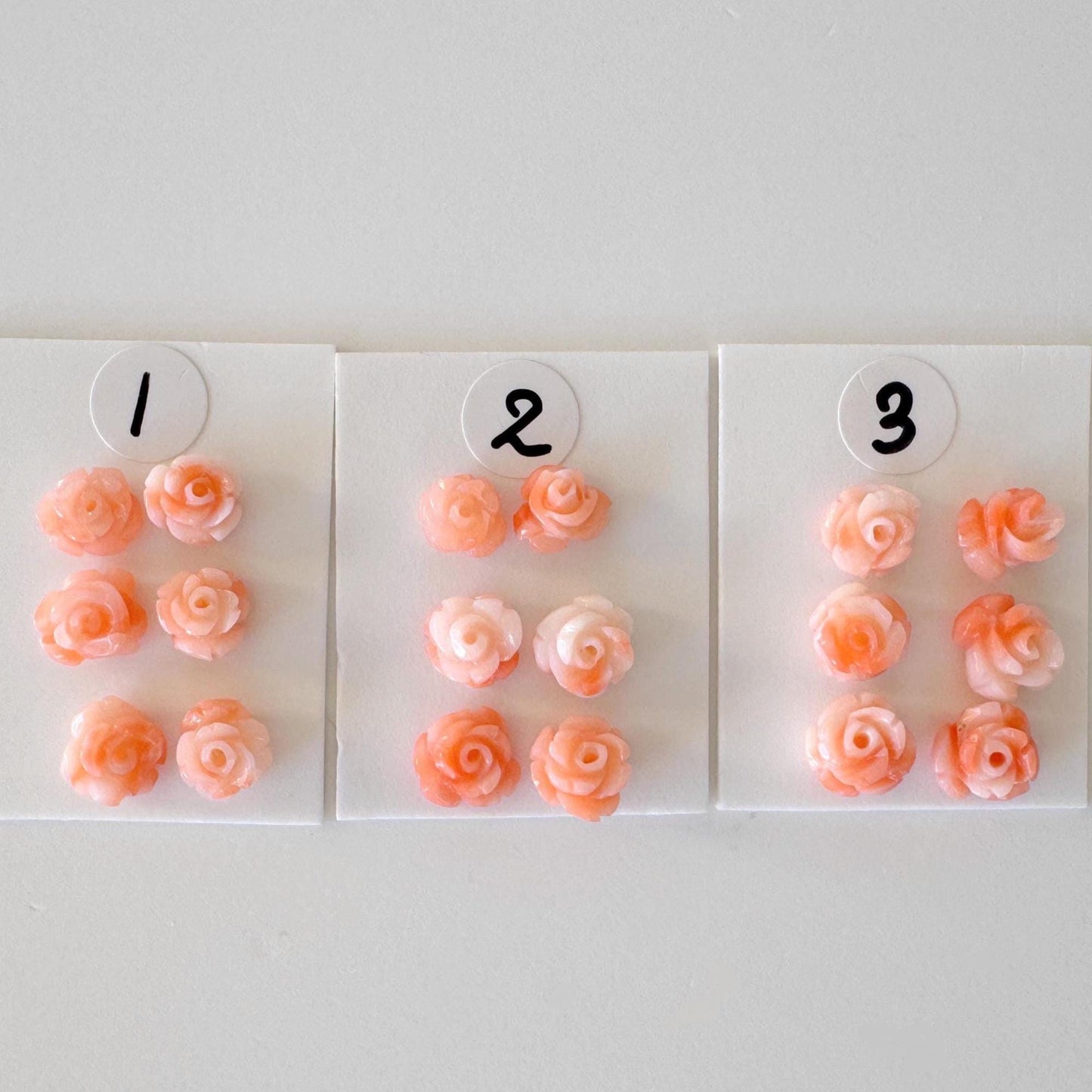 Small Pink Coral Rose Carvings Set: Deep Sea Jewelry Making (6pcs, 6-7mm)