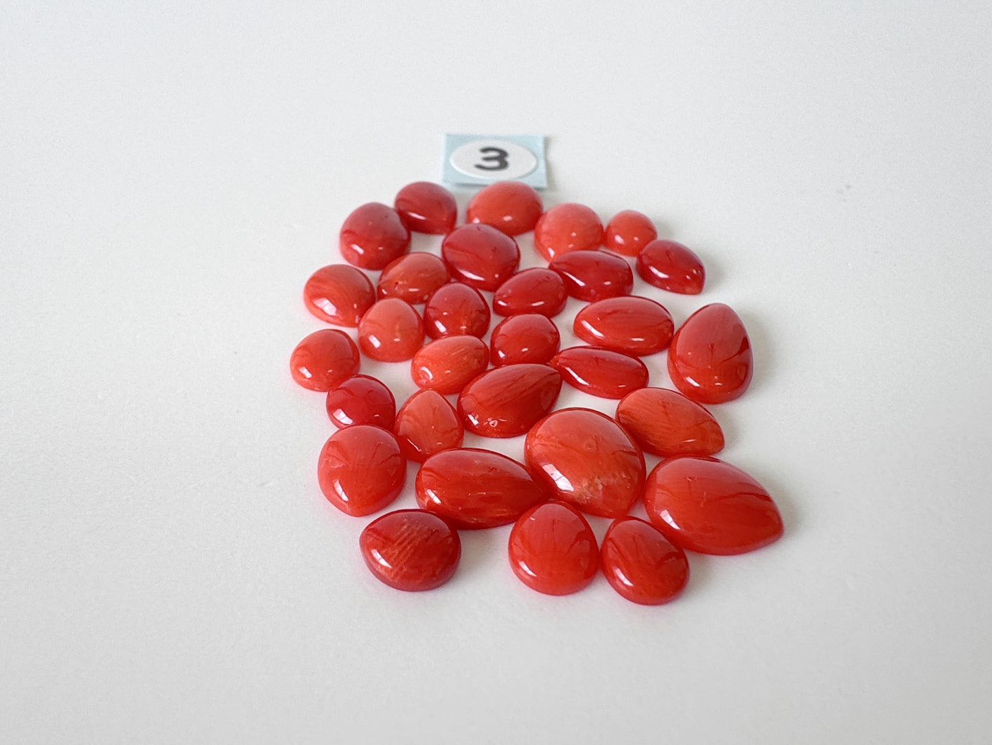 Value-priced, Natural red Mediterranean coral loose Pear shape cabochon for a set of 30pcs, For jewelry making, Natural color