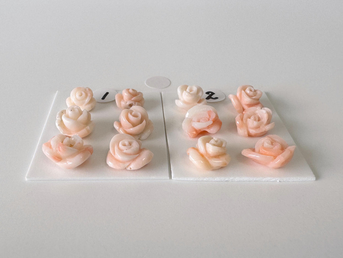 Mix set of 6 pcs of Natural Pink Deep Sea Coral Rose Carvings 7.5-10mm, Natural color, Value priced for reason of defects / Irregular shapes