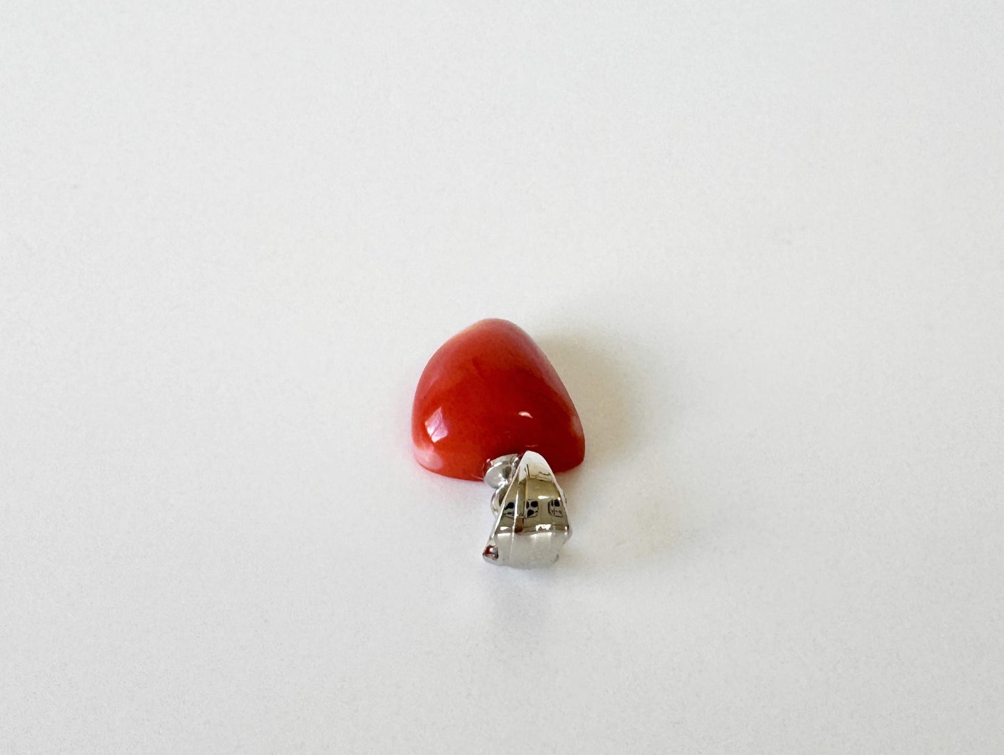 Orange Momo Coral Pendant - Natural Unique Shape Coral Jewelry - Silver Bail (Rhodium-Plated), Genuine Material, 11x9.7mm