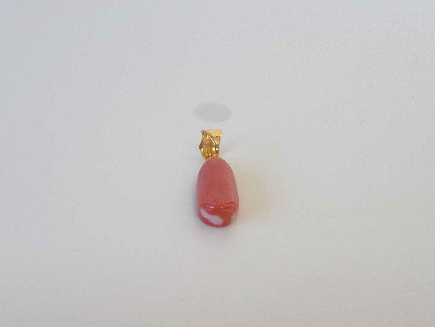 Natural Momo Coral Oval Pendant: Japanese Orange Coral, Gold-Plated Silver Bail