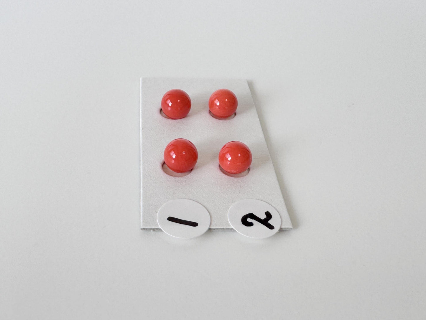 Natural Mediterranean Red Coral Round Loose 5.5-5.7mm with half-drilled hole, for Jewelry Making, Natural Color, Price per Pair