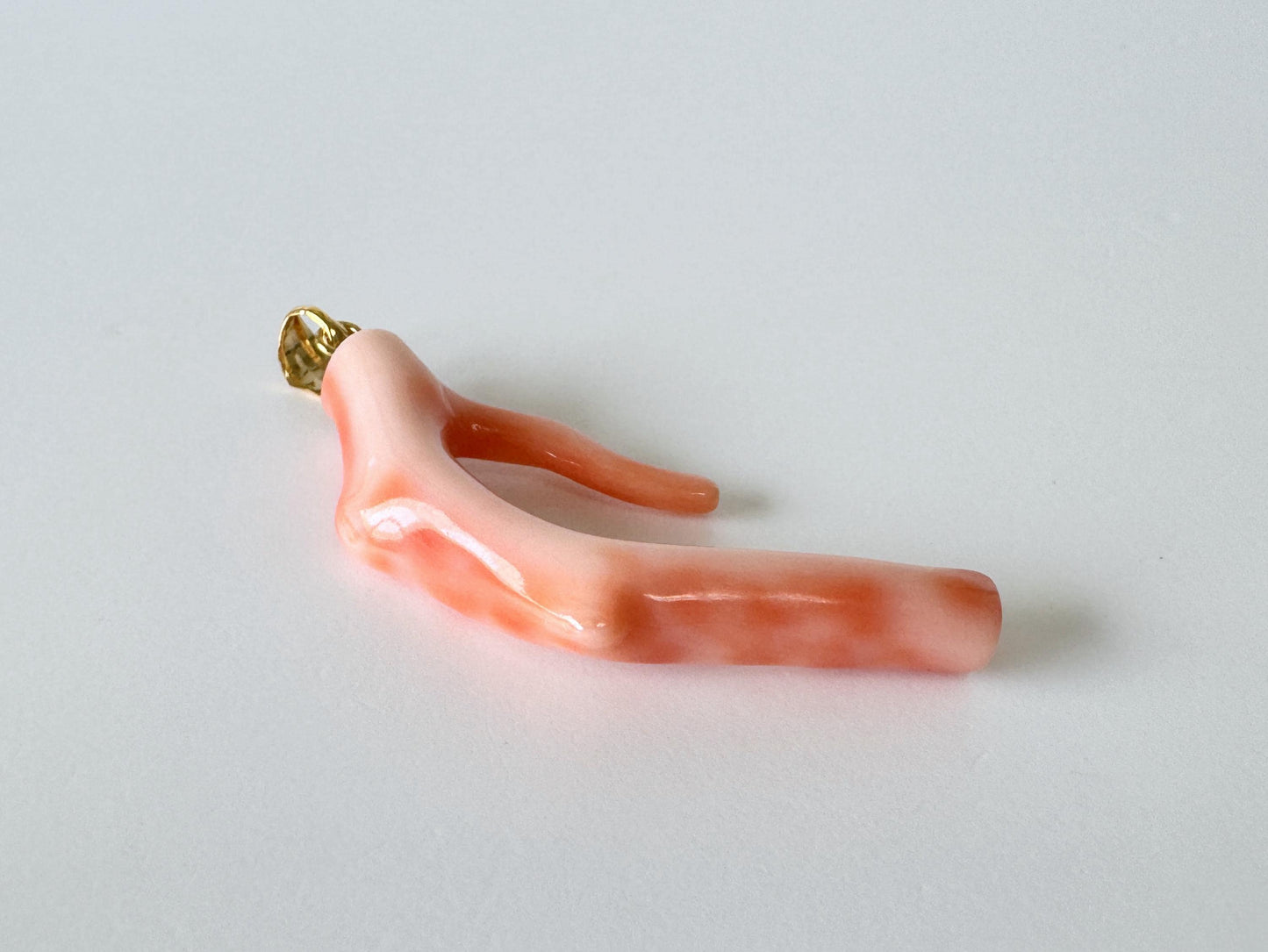 Coral Branch Pendant: Natural Deep Sea Coral, Gold-Plated Silver Bail | 40mm, Lightweight Jewelry, Unique Organic Design