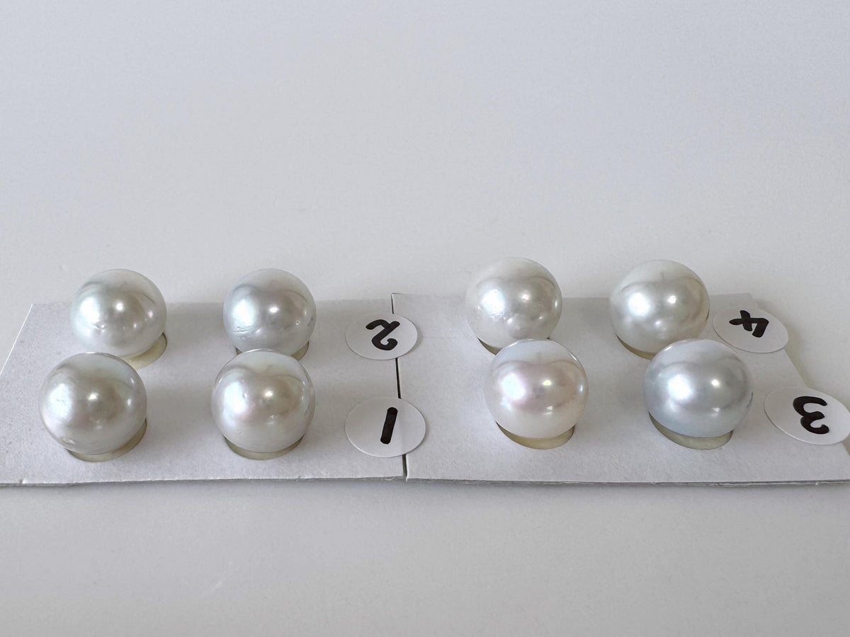 Japanese Blue/Silver (Cobalt Treated) Akoya Pearl 10-10.5mm, Half-Drilled loose, Price per pair, Salt water pearl