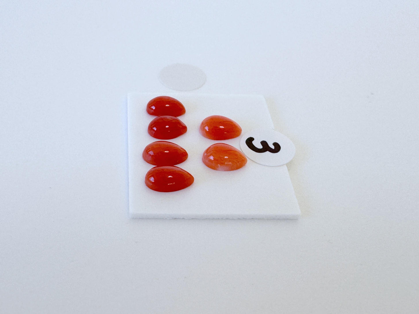 Natural Japanese Aka (Red) Coral Pear Shape Cabochons: Set of 4 or 6 Pcs