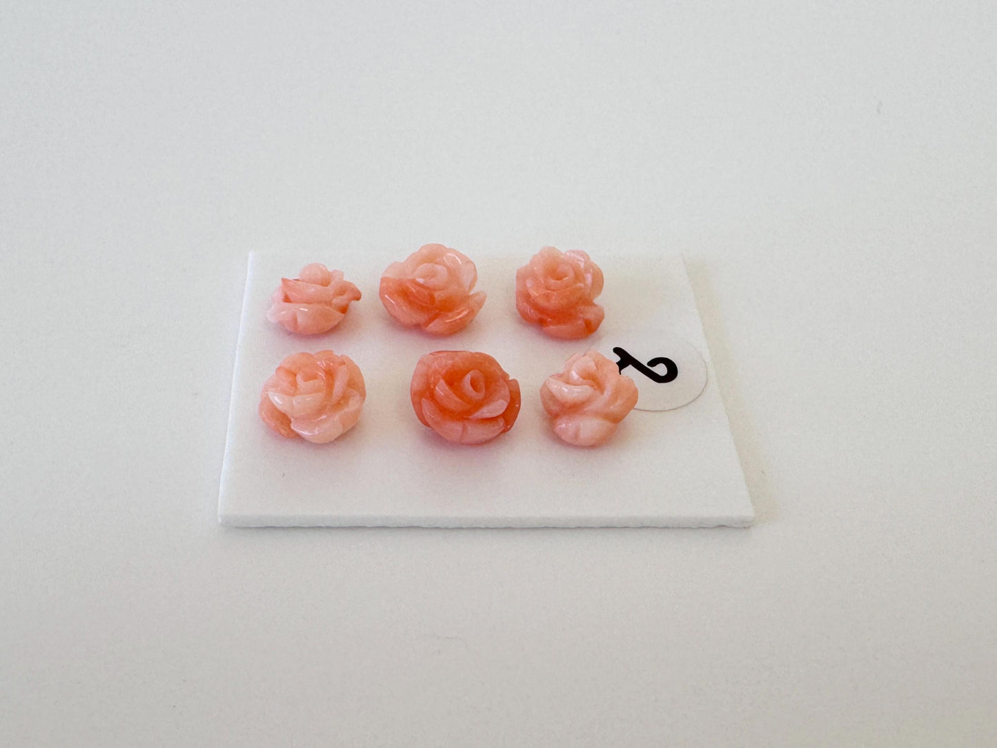 Deep Sea Coral Rose Carvings Natural Pink, Handcrafted Jewelry Beads (6pcs, 6-7mm, Genuine Coral)