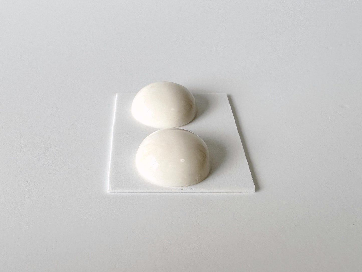 Natural White Coral Round Cabochon Pair: 17mm Diameter, Deep Sea Origin | Real Coral, Half-Drilled, Jewelry Making Supplies