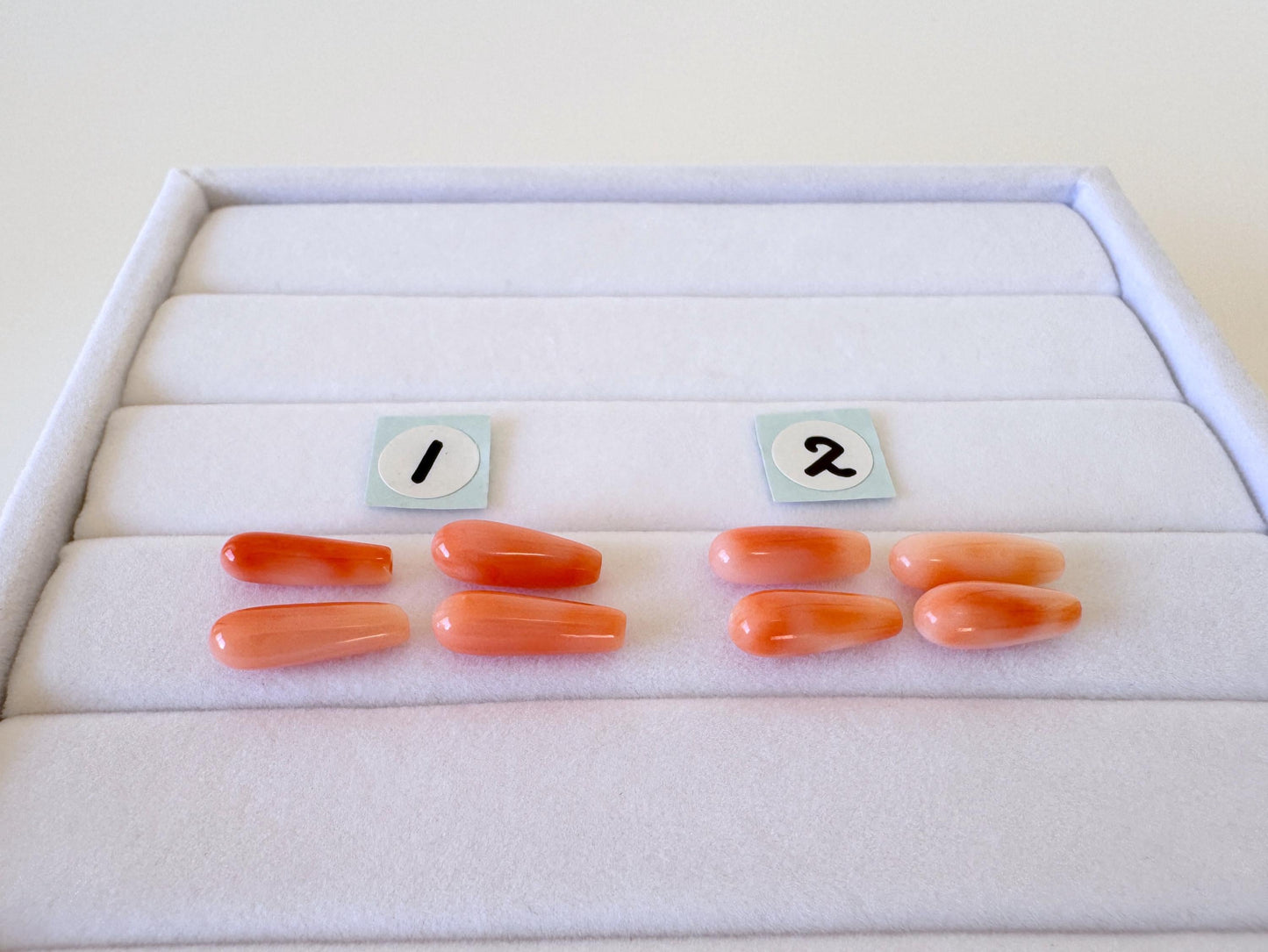 Natural Deep Sea Coral Drop Loose, Pink Orange, Jewelry Making, 4 Pcs set, Hole on Top