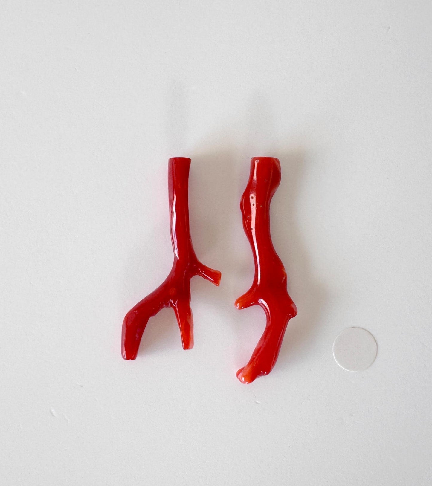 Red Coral Branch Set: Natural Aka Coral for Jewelry Making (35-40mm), Hole on Top