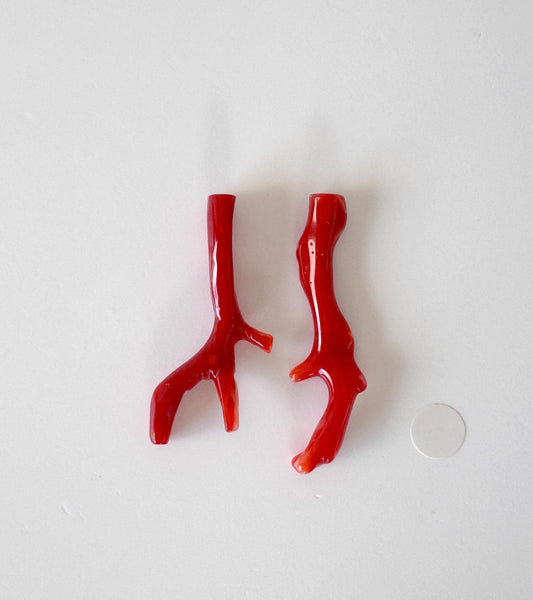 Red Coral Branch Set: Natural Aka Coral for Jewelry Making (35-40mm), Hole on Top
