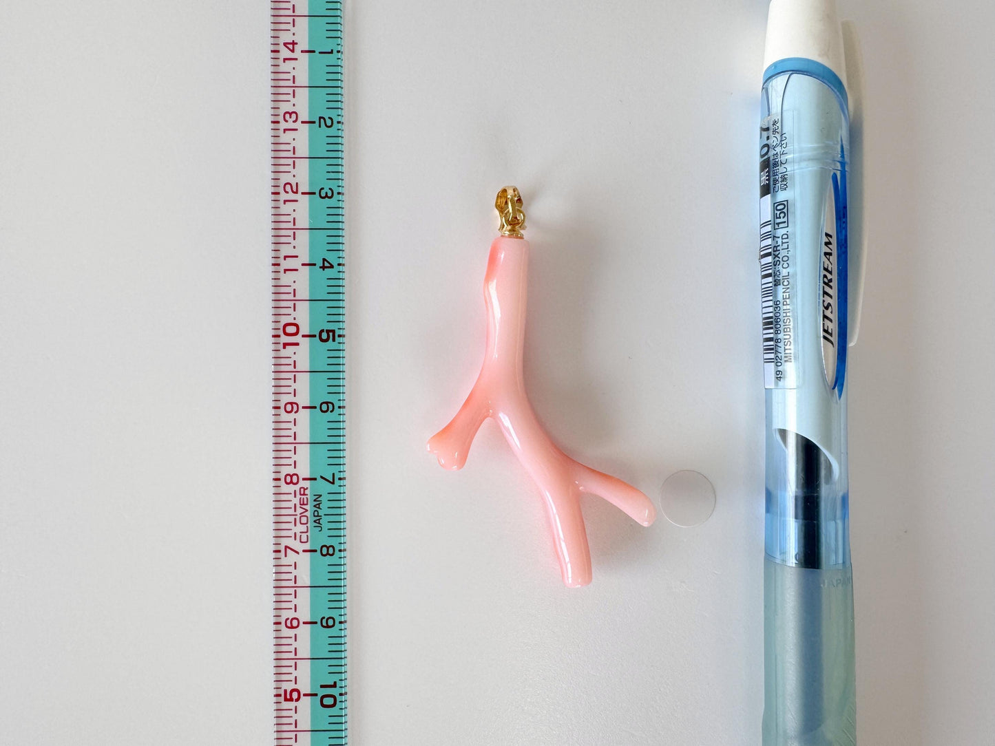 Natural Deep Sea Coral Branch Pendant: Gold-Plated Silver Bail, 46mm