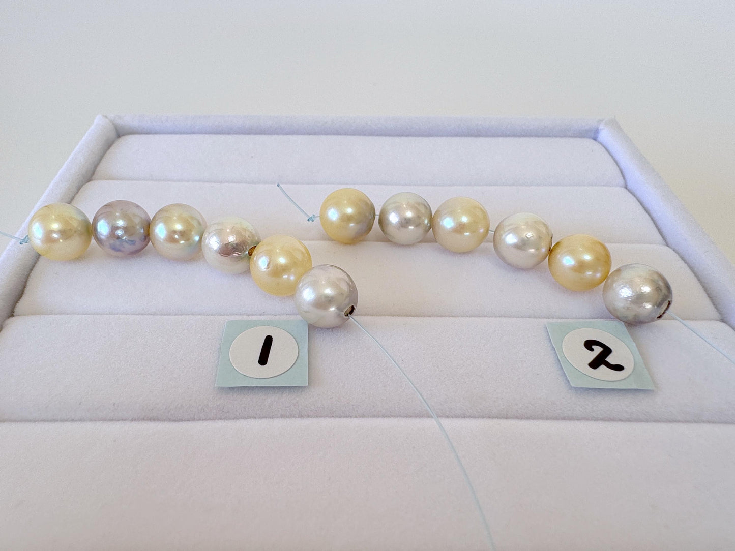 Japanese Akoya Pearl Beads: Natural Blue Silver Yellow - Cultured Saltwater Pearls, 7.5-8mm, Mini Strand Craft Supplies, 6 Pcs Strand