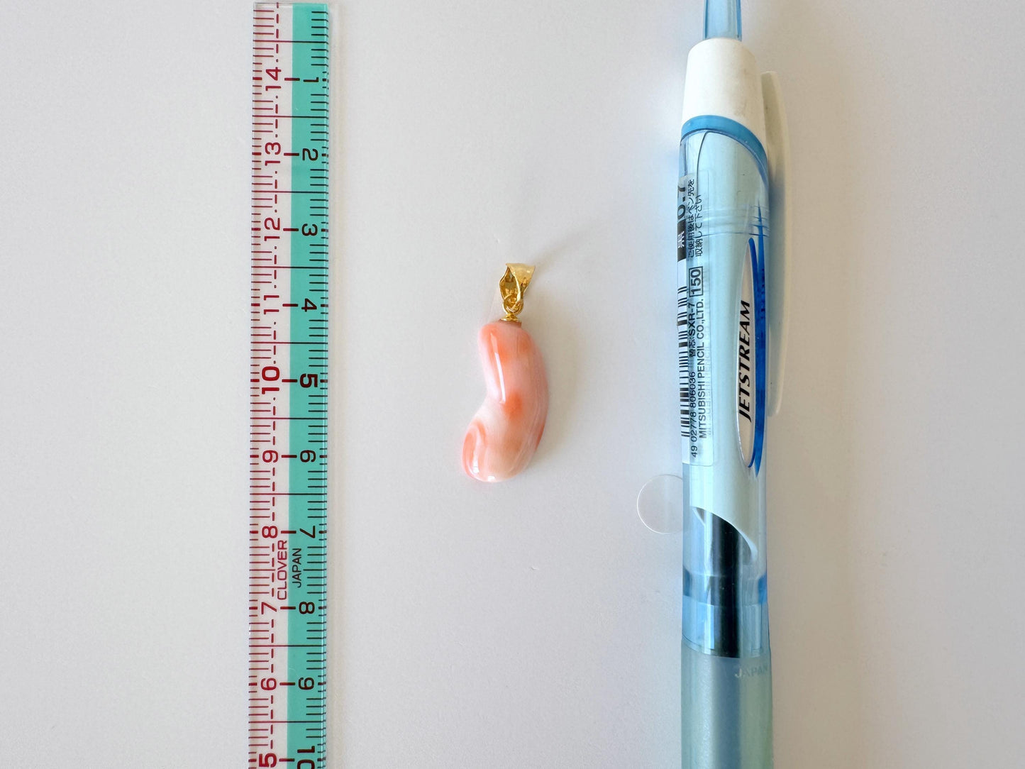 Natural Deep Sea Coral Unique Shaped Pendant, 21.3x9.6mm, Natural Pink/Orange color coral, Silver (Gold-Plated) bail