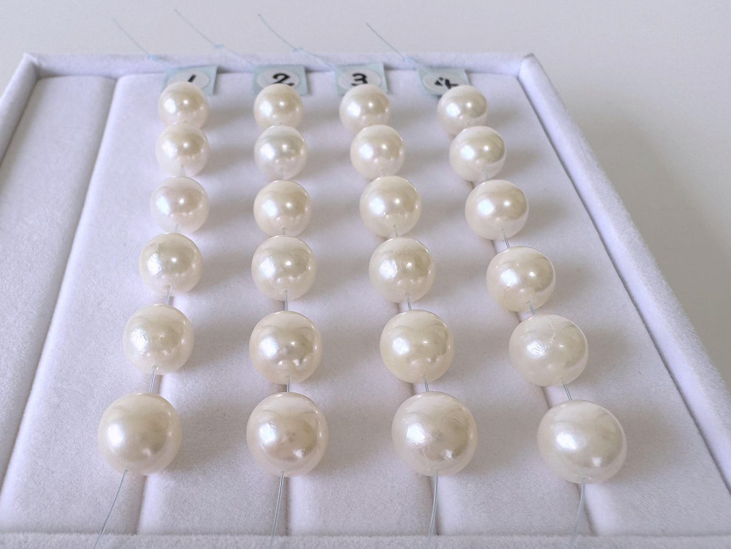 DEFECTS – Japanese Akoya Pearl Beads: Cultured White Saltwater Pearls, Mini Strand (8.5-8.8mm, Near-Round, 6 Pieces), Value Priced