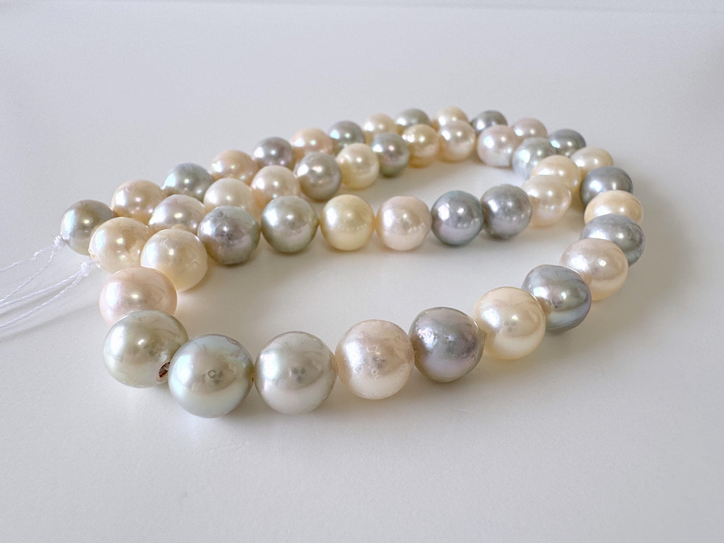 8.5-9mm Japanese Akoya Pearl Beads, Multi-color pearl, Genuine Salt water Akoya Pearl, Full Strand, 40cm , 15.7"