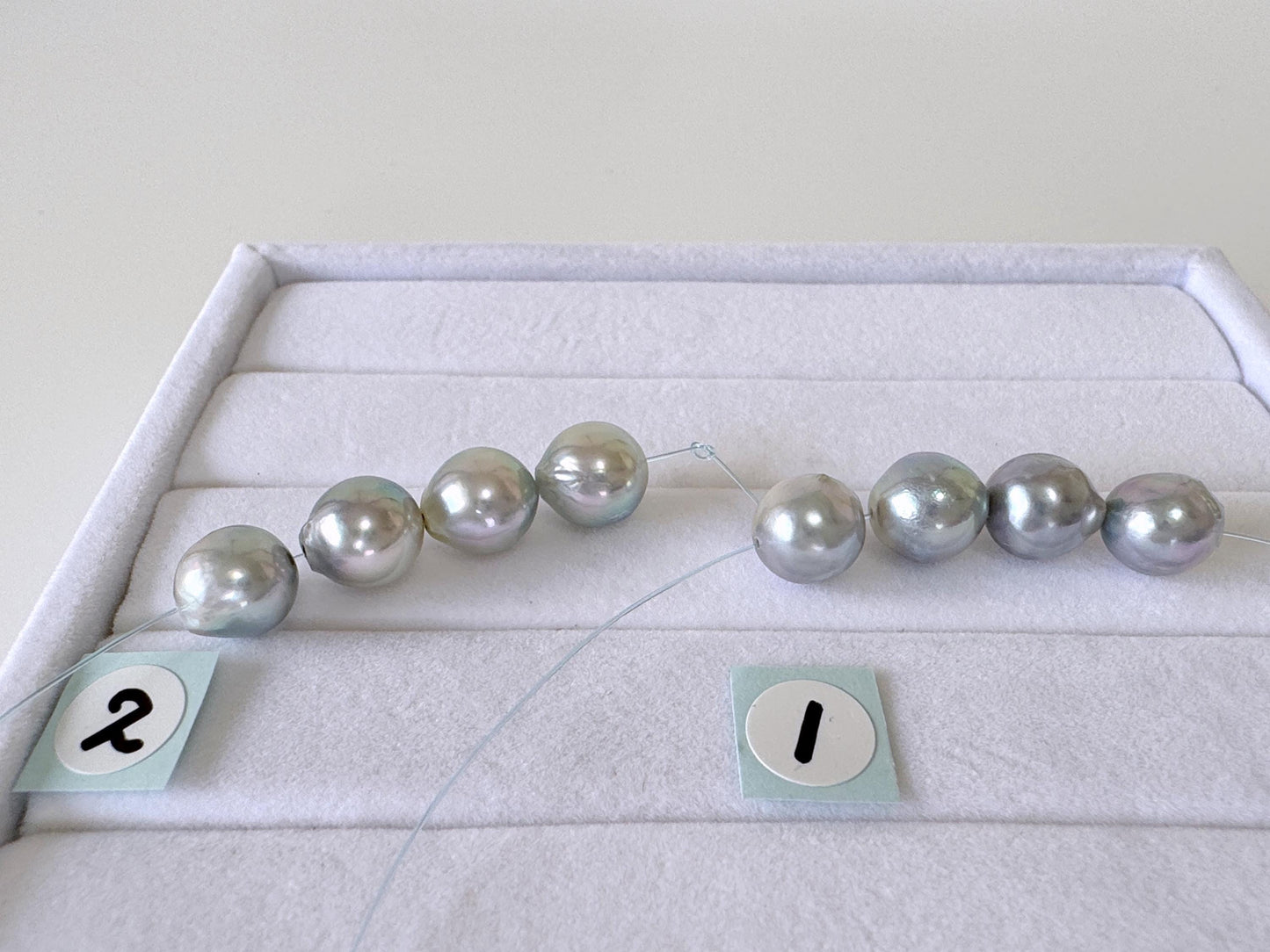 Japanese Natural blue/silver color Akoya Pearl Beads, 7.5-8mm, Mini Strand, Short Strand of 4 Pieces, Cultured in Sea Water