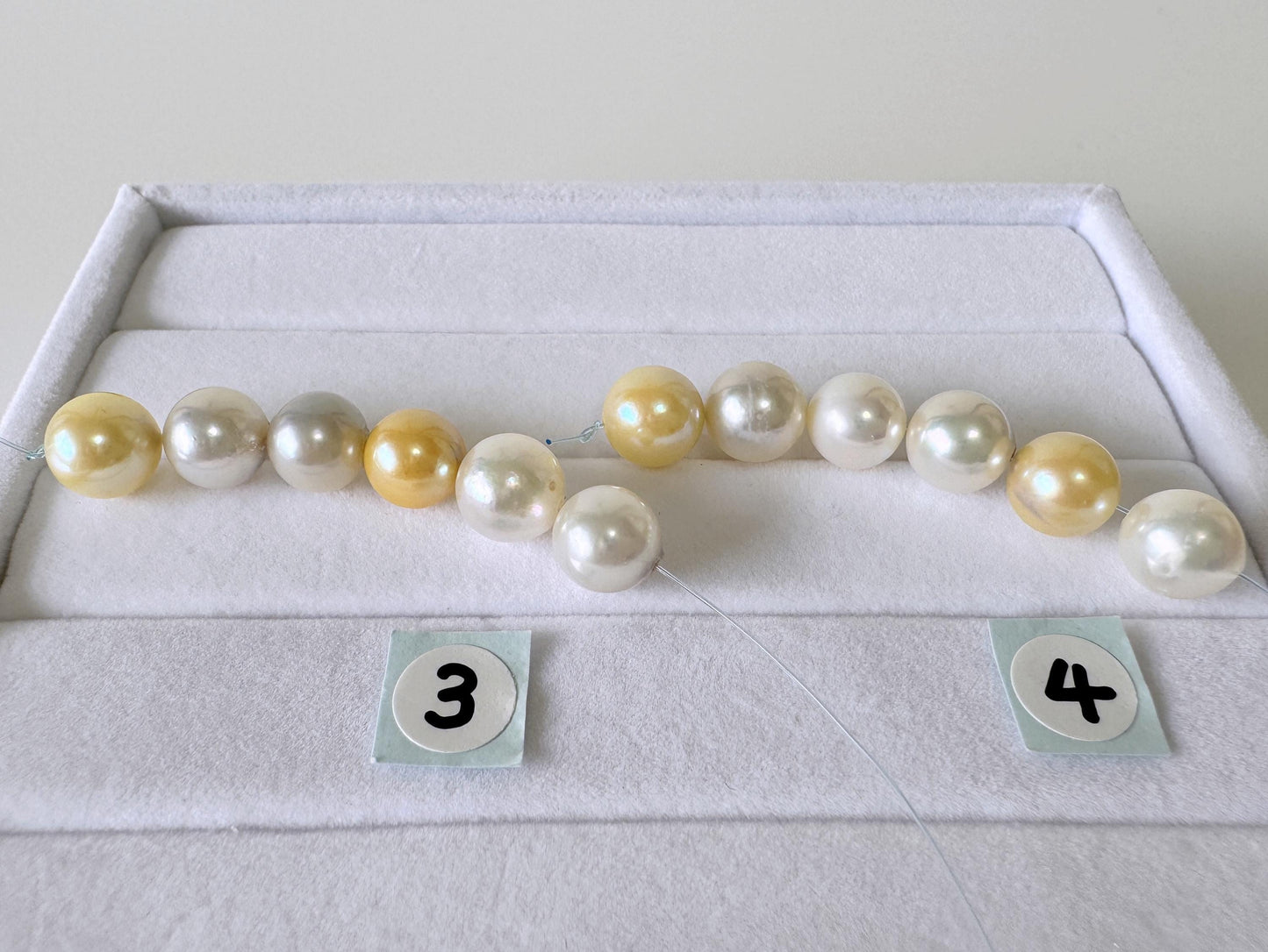 Japanese Akoya Pearl Beads: Natural Blue Silver Yellow - Cultured Saltwater Pearls, 7.5-8mm, Mini Strand Craft Supplies, 6 Pcs Strand