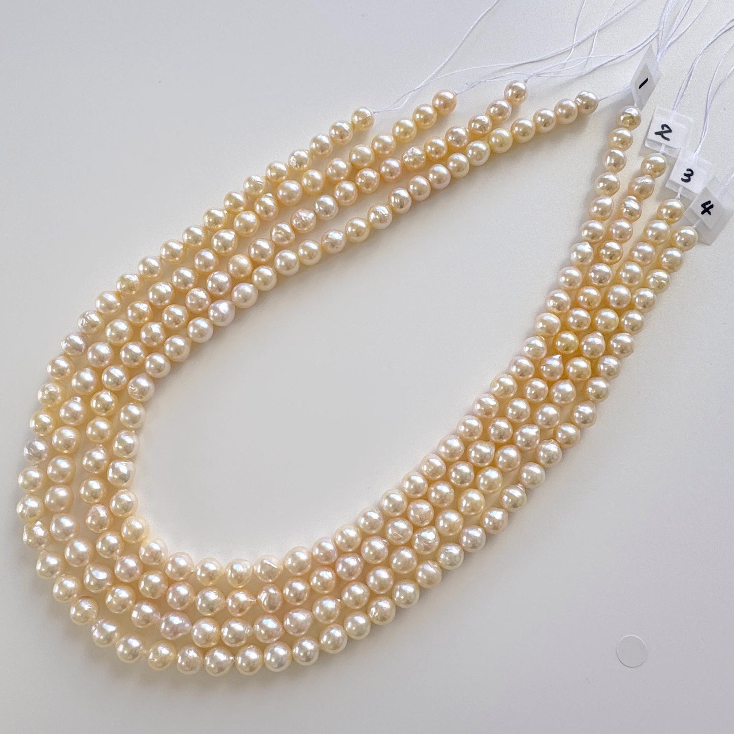 7-7.5mm Japanese Yellow Akoya Pearl Beads, Genuine Akoya Pearl, Full Strand, 40cm , 15.7", Cultured Salt water pearl