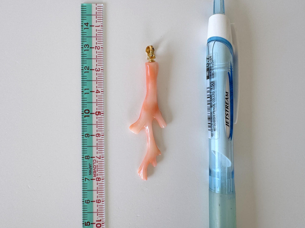 Coral Branch Pendant: Natural Pink Deep Sea Coral, Gold-Plated Silver Bail | 52mm, Jewelry, Unique Organic Design