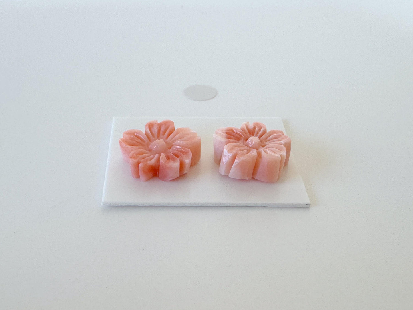 Deep Sea Coral Carving - Natural Pink Orange Sakura Cherry Blossom 14mm Pair for Earrings