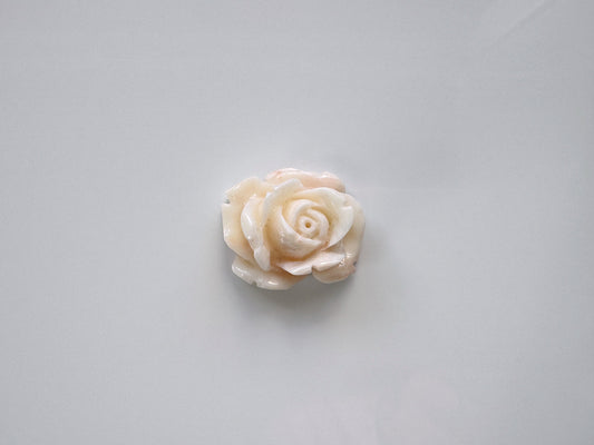 Natural Deep Sea Coral Rose Carving Loose, Natural Pale White Pink Color Coral, 29x22mm, Flat Back, For Jewelry Making