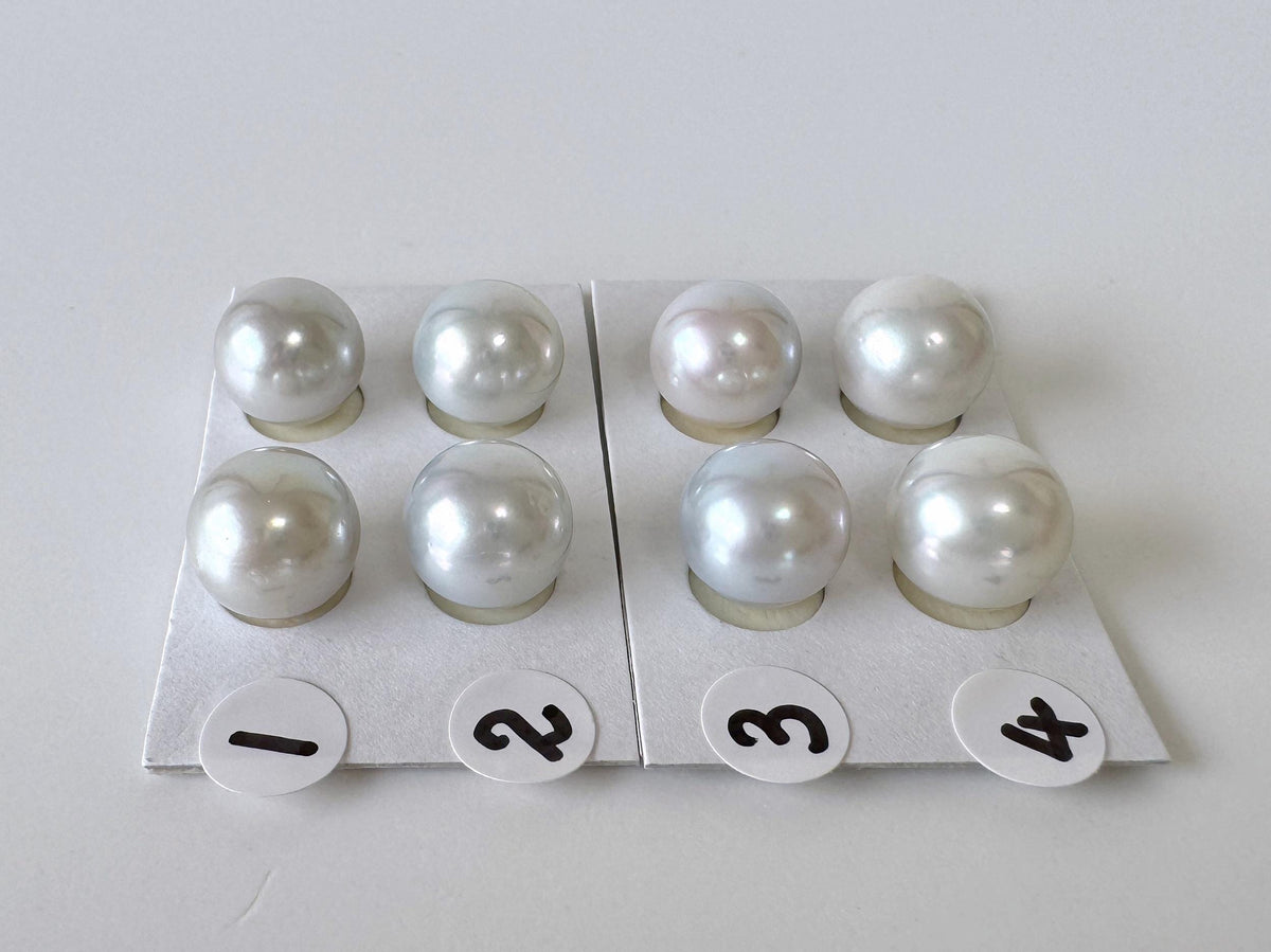 Japanese Blue/Silver (Cobalt Treated) Akoya Pearl 10-10.5mm, Half-Drilled loose, Price per pair, Salt water pearl