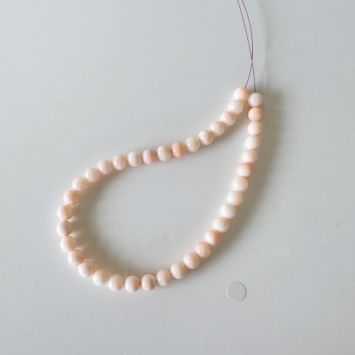 Pink Coral Short Strand Beads Natural (Miss Coral) 6.7-6.9mm Round (25cm Length, Jewelry Supplies)