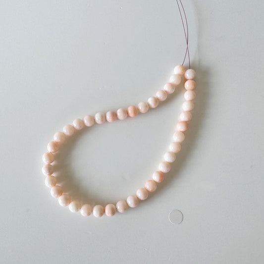Pink Coral Short Strand Beads Natural (Miss Coral) 6.7-6.9mm Round (25cm Length, Jewelry Supplies)