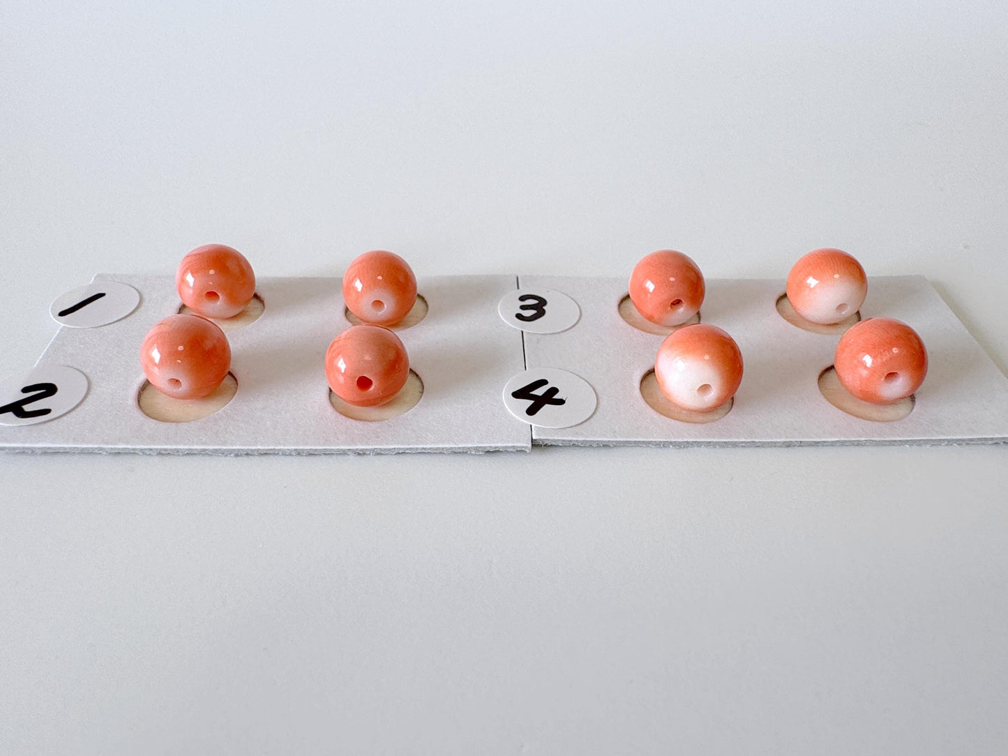 7-7.3mm Full-hole Natural Momo Coral Semi-Round Loose, Orange coral, for earring sets, natural color, price per pair, For jewelry making