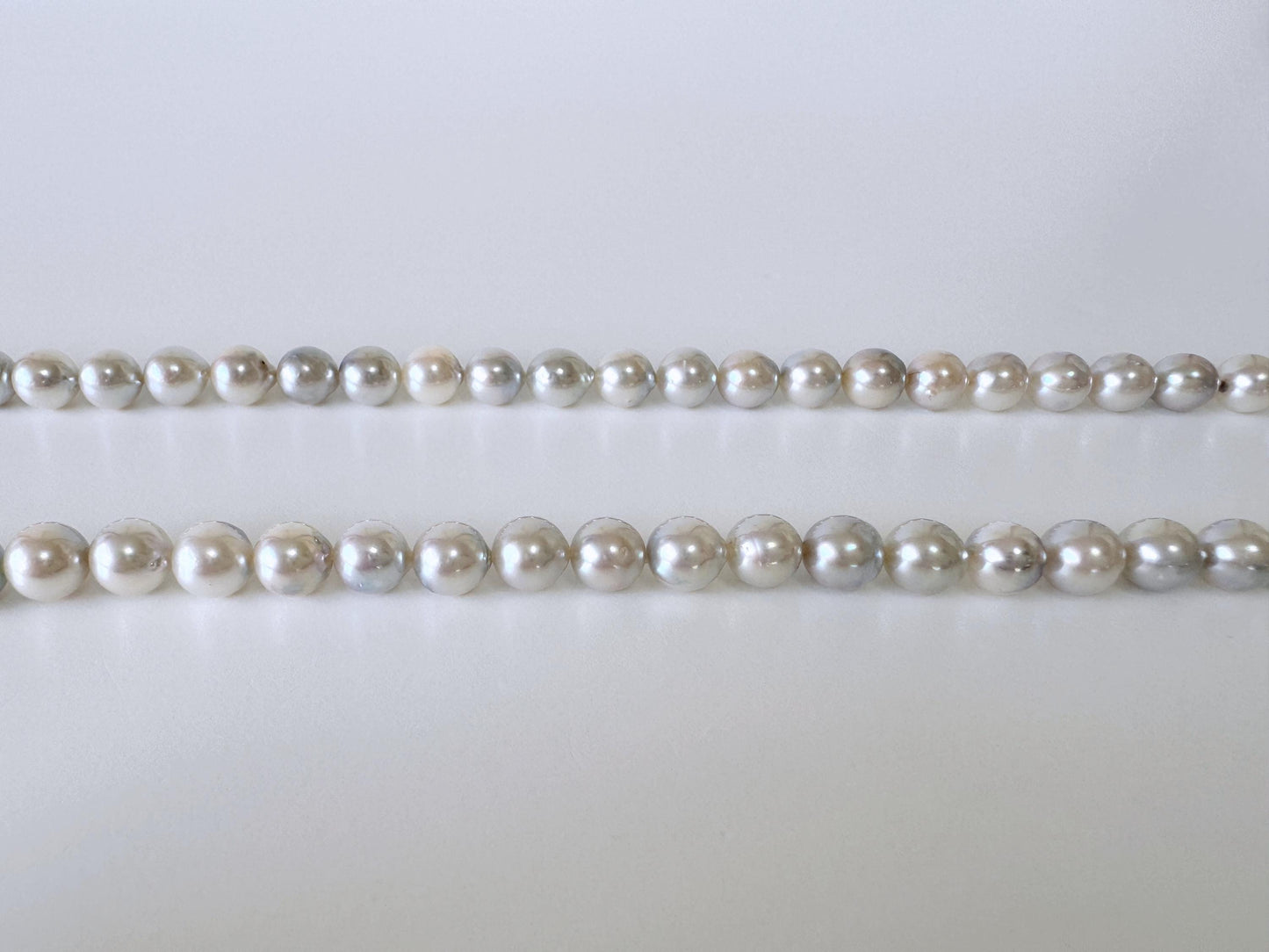 Japanese Akoya Pearl Beads - Natural Blue Silver Cultured Pearls - Full Strand 40cm, 6.5-7mm, Saltwater Jewelry Supplies