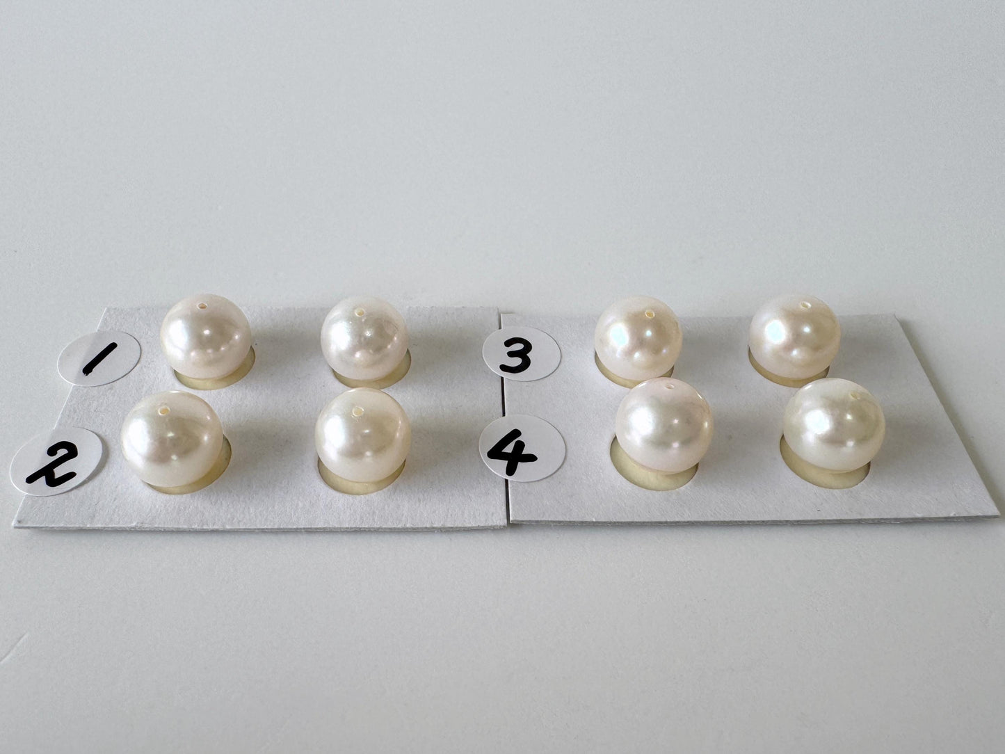 Japanese White Akoya Cultured Pearl 8.5-9mm, Genuine Akoya Pearl, Half-Drilled Round loose, Price per Pair, Salt water pearl