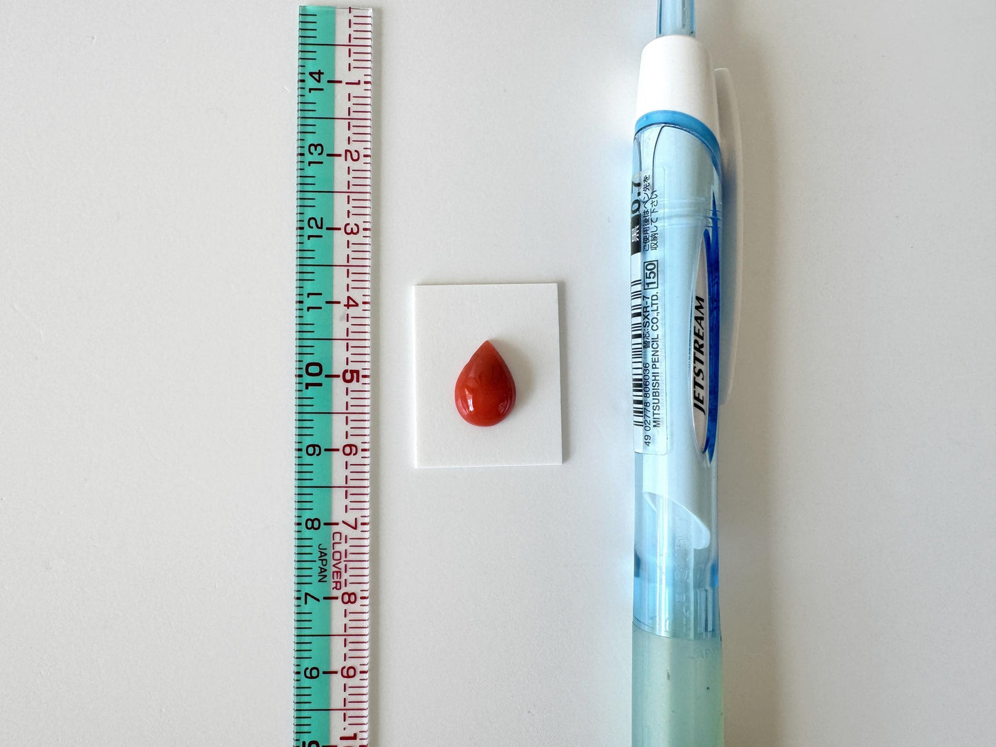 Red Coral Cabochon, Japanese Aka Coral Pear Shape Gemstone | Natural | 11.7X8.3Mm | Jewelry Making, Drilled Back