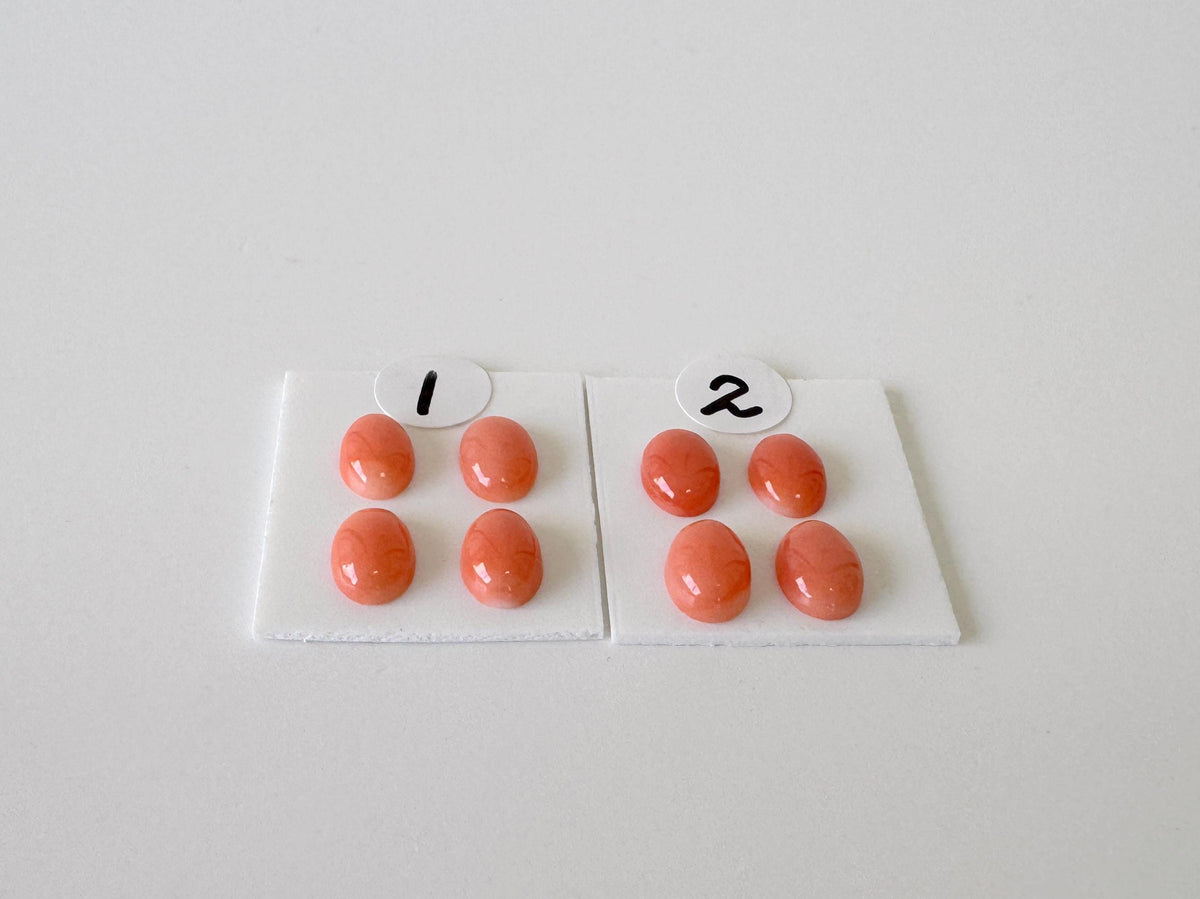 Deep Sea Coral Cabochons Natural Pink Orange Ovals, 7x5mm (Set of 4, Real Coral, Jewelry Supplies)