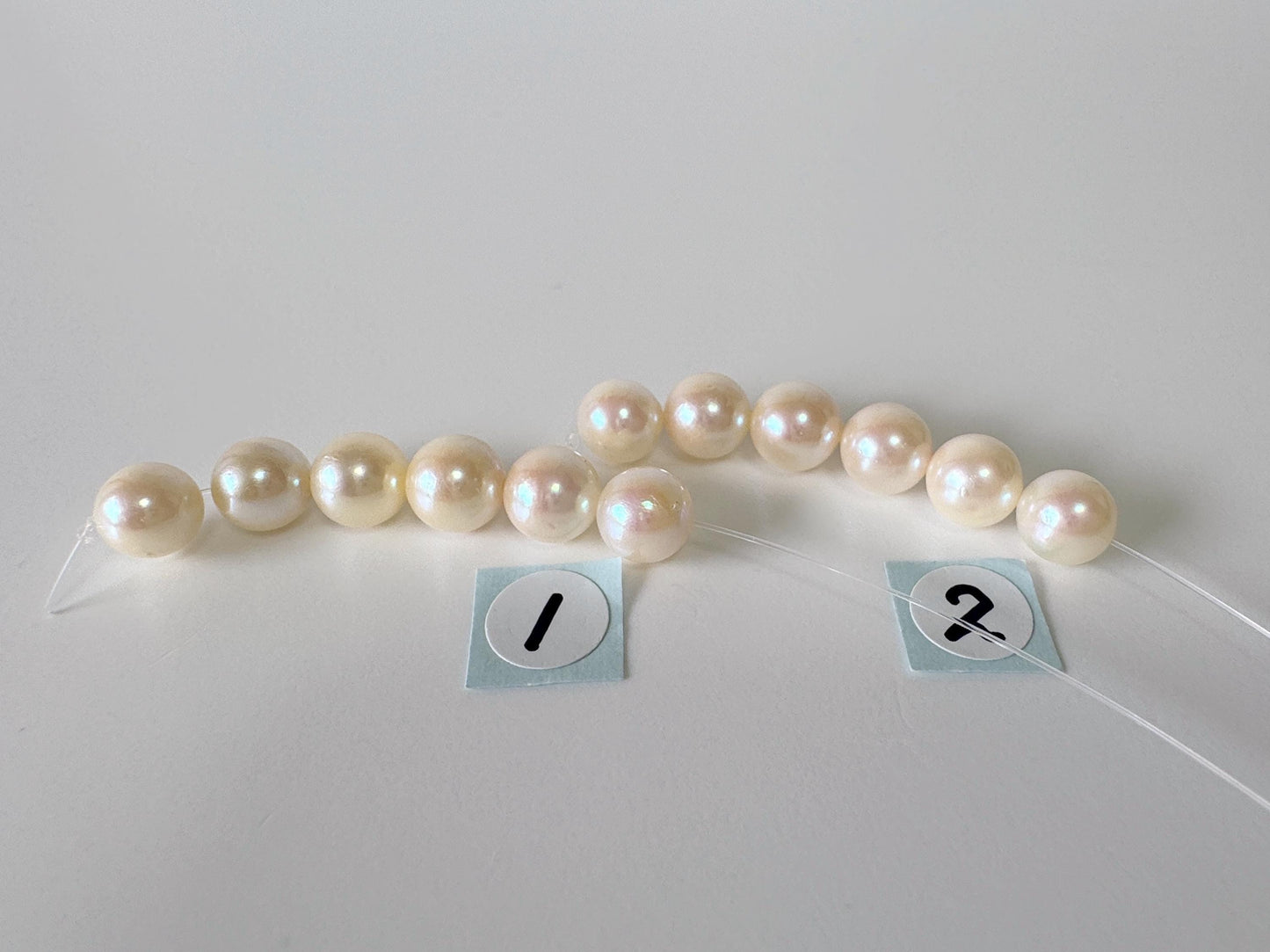 Japanese Cream White/Off-white Akoya Pearl Beads, 6.5-7mm, Mini Strand, Short Strand, 6 Pieces, Genuine Akoya Pearl, Cultured in Sea Water
