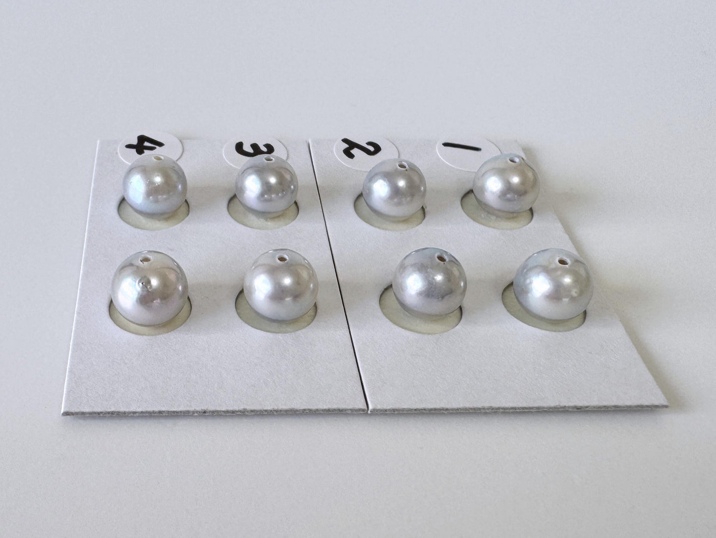Akoya Pearls Loose Natural Blue/Silver Half-Drilled: 7-7.5mm, Japanese Cultured Saltwater Beads, Pair Pricing | Jewelry Supplies